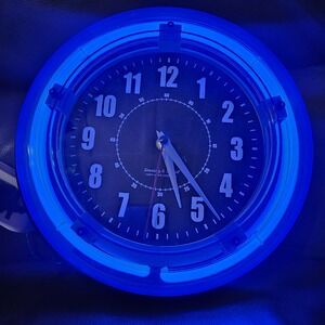 Sterling and Noble 11" Blue Neon Wall Clock